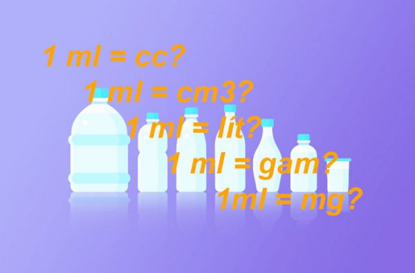 1 ml bằng bao nhiêu cc, cm3, lít, gam, mg?