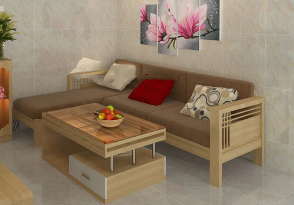 Bộ bàn ghế gỗ phòng khách nhỏ xinh