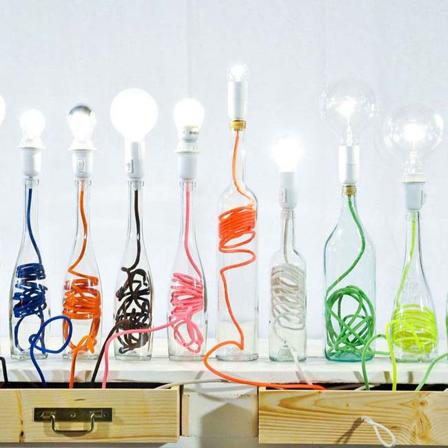 đồ tái chế chai thủy tinh tái chế thành đèn