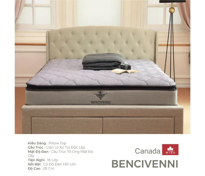 Top 5 sản phẩm đệm lò xo Canada bán chạy tại Đệm Xinh 8 Nệm lò xo Canada Canada Bencivenni – lựa chọn lý tưởng cho giấc ngủ